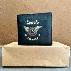 ⭐️ Coach Easy Rider Double Bill Black Wallet New York NEW